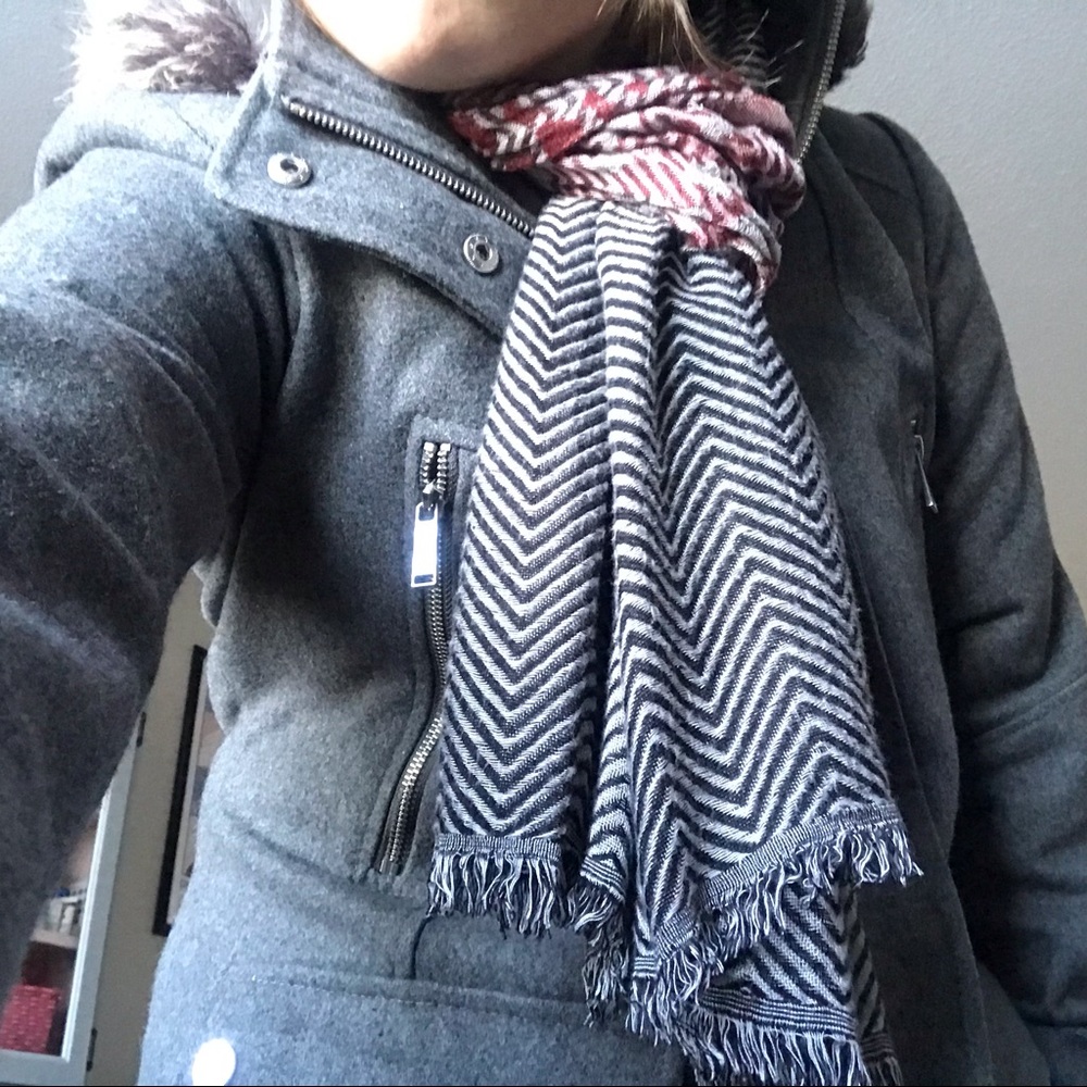 LOFT Chevron Herringbone Leopard Print Scarf